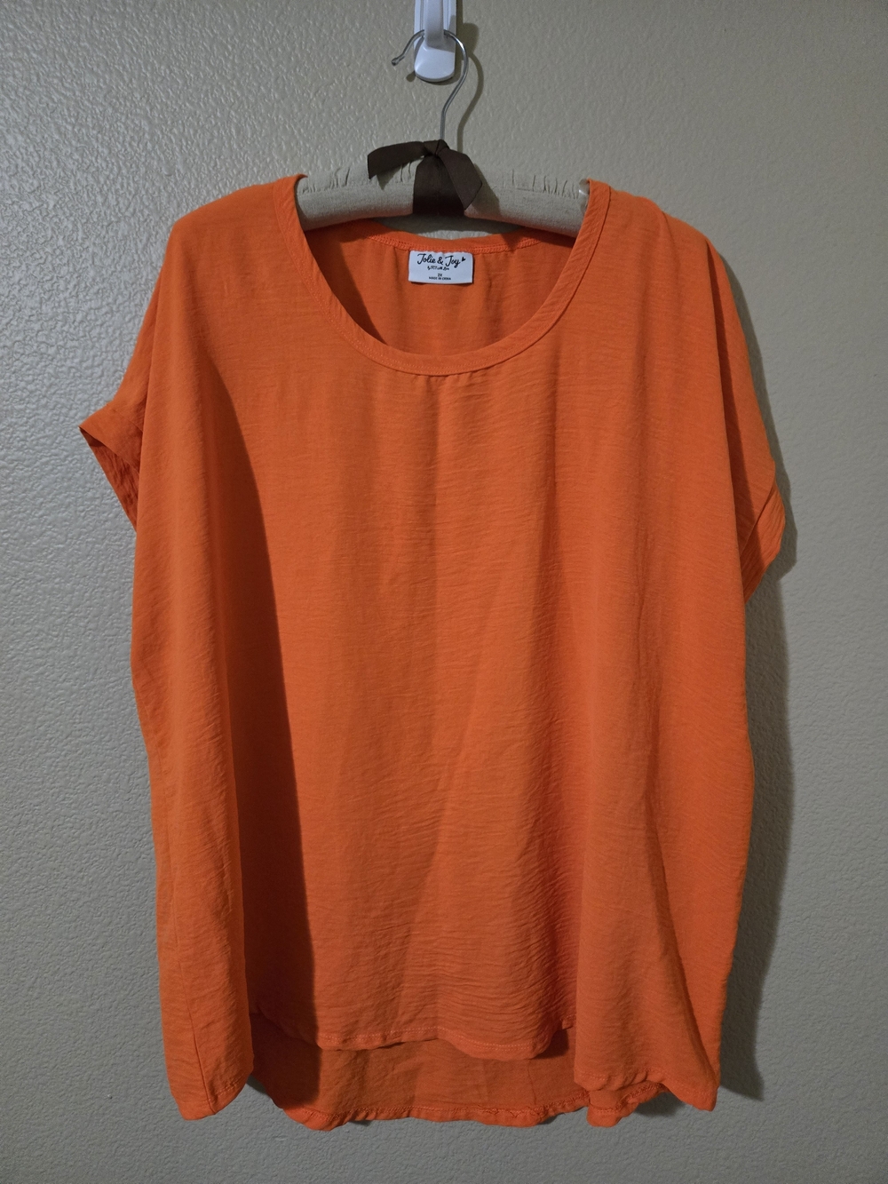 Jolie And Joy Orange Short Sleeve Scoop Neck Top Size 2x